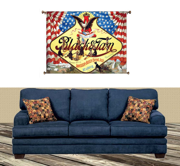 Anheuser Busch Black and Tan Beer Picture on Canvas Hung on Copper Rod, Ready to Hang, Wall Art Décor