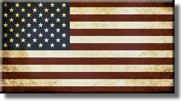 Vintage American Flag Picture on Stretched Canvas, Wall Art Décor, Ready to Hang