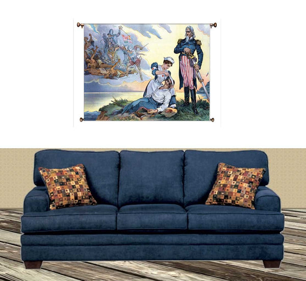 Fallen Soldier Picture on Canvas Hung on Copper Rod, Ready to Hang, Wall Art Décor