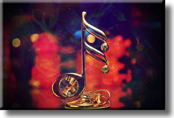 Big Music Note, Gold Music Note Picture on Stretched Canvas, Wall Art Decor, Ready to Hang