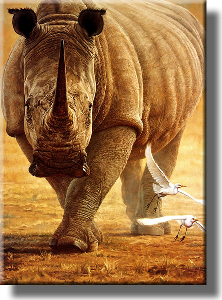 Rhino Wildlife Safari Picture on Stretched Canvas, Wall Art Décor, Ready to Hang!