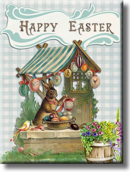 Happy Easter, Easter Bunny Picture on Stretched Canvas, Wall Art Décor, Ready to Hang