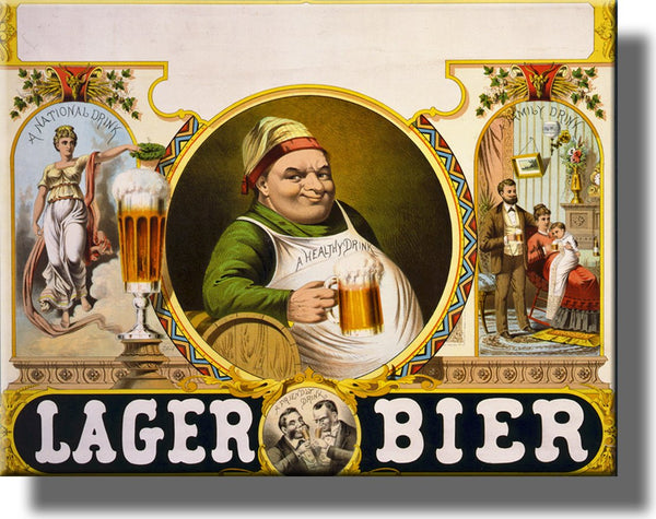 Vintage Lager Bier Beer Picture on Stretched Canvas Wall Art Décor Framed Ready to Hang!