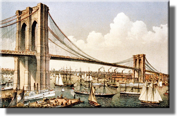 Brooklyn Suspention Bridge NYC Picture on Stretched Canvas, Wall Art Décor, Ready to Hang!