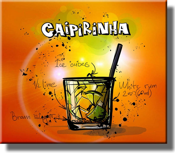 Caipirinhna Recipe Drink Picture on Stretched Canvas, Wall Art Decor, Ready to Hang!