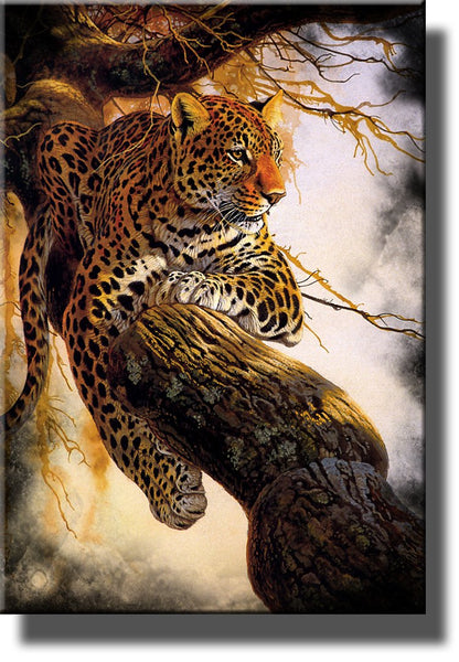 Leopard on a Tree, Wildlife By Al Agnew Picture on Stretched Canvas, Wall Art Decor Ready to Hang!.