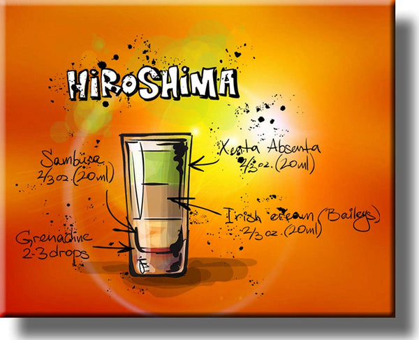 Hiroshima Cocktail Recipe Drink Picture on Stretched Canvas, Wall Art Decor, Ready to Hang!