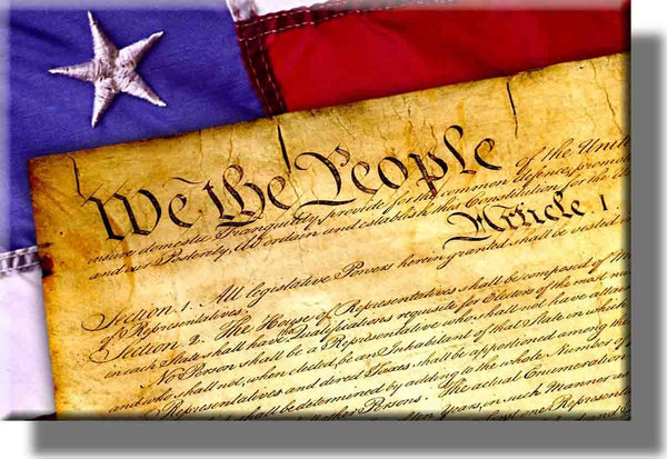Constitution and Flag, We The People Picture on Stretched Canvas, Wall Art Décor, Ready to Hang!