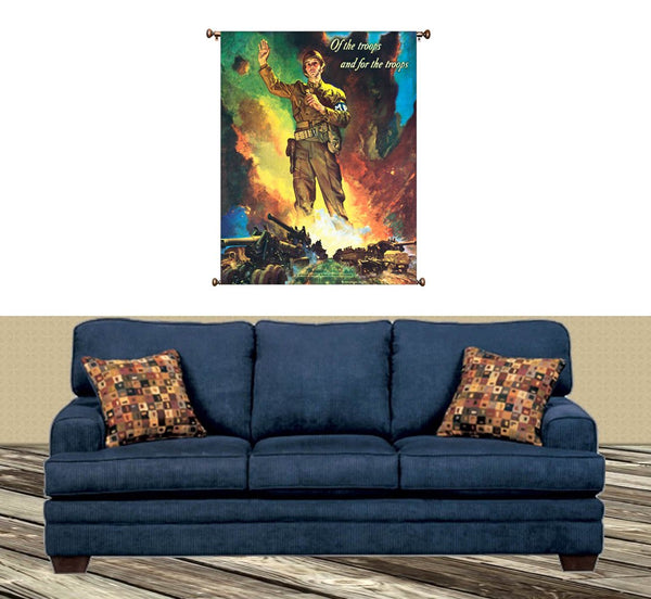 Military Police, Of the Troops and for the Troops Picture on Large Canvas Hung on Copper Rod, Ready to Hang, Wall Art Décor