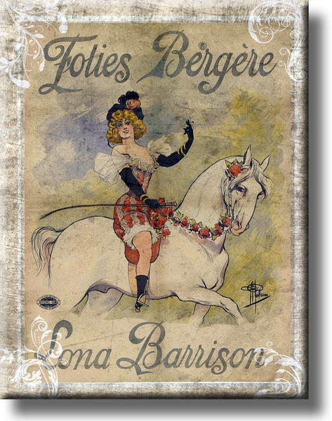 Folies Bergere Lona Barrison Vaudeville Act Picture on Stretched Canvas, Wall Art Décor, Ready to Hang