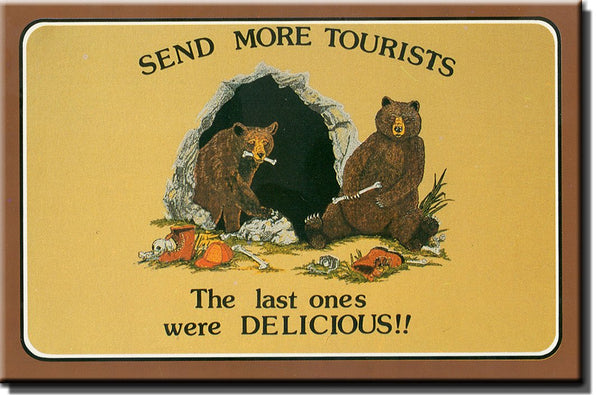 Funny Tourists Sign, Bears Ate Tourists Picture on Stretched Canvas Wall Art Decor Sign Ready to Hang!.