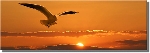 Beautiful Sunset and Bird Picture on Stretched Canvas, Wall Art Decor, Ready to Hang!