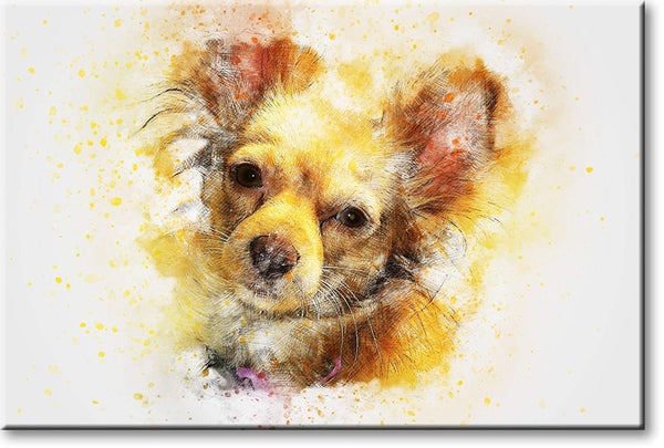 Yellow Orange Dog Picture on Stretched Canvas, Wall Art Décor, Ready to Hang