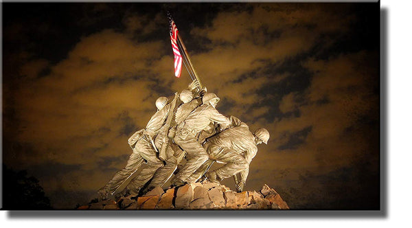 US Marine Corps War Memorial (Iwo Jima Memorial) Picture on Stretched Canvas, Wall Art Decor Ready to Hang!.