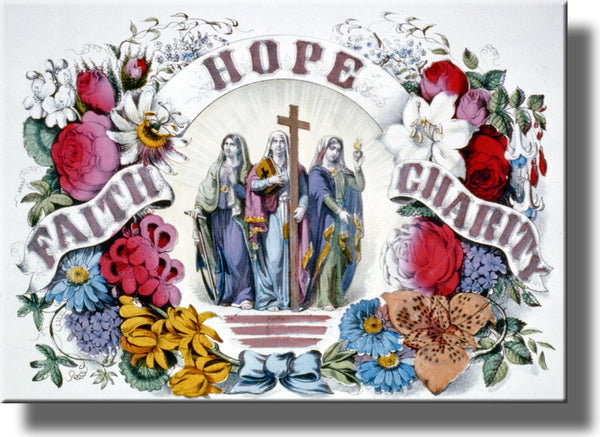 Hope, Faith, Charity Picture on Stretched Canvas Wall Art Décor Framed Ready to Hang!
