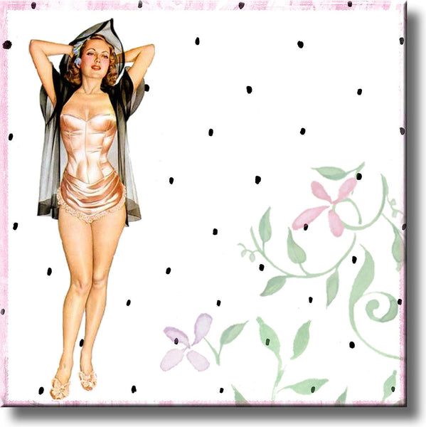 Retro Girl Picture on Stretched Canvas, Wall Art Décor, Ready to Hang