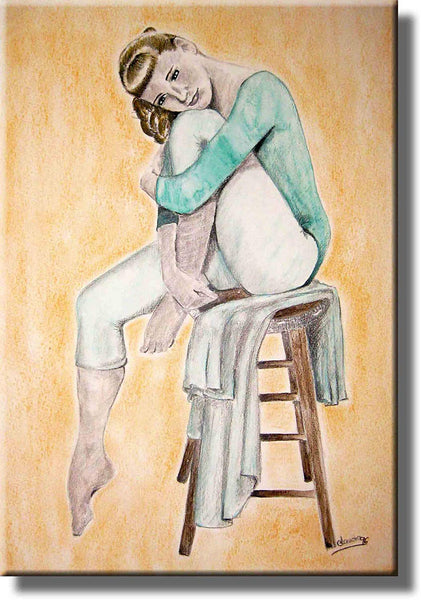 Ballet Dancer Sitting Picture on Stretched Canvas, Wall Art Décor, Ready to Hang