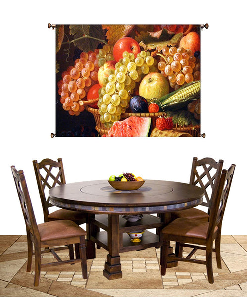 Fruit Basket Kitchen Picture on Canvas Hung on Copper Rod, Ready to Hang, Wall Art Décor