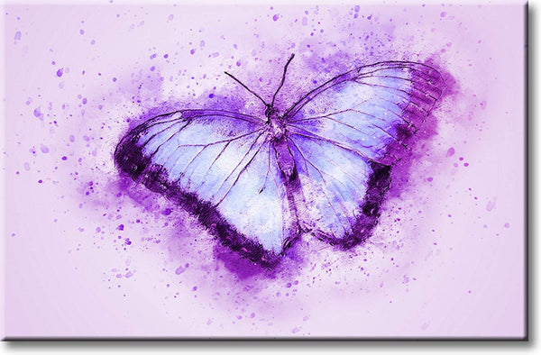 Beautiful Purple Butterfly Picture on Stretched Canvas, Wall Art Décor, Ready to Hang