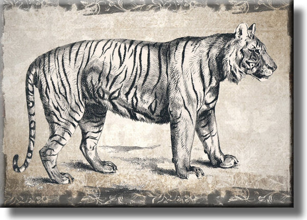 Vintage Tiger Picture on Stretched Canvas, Wall Art Décor, Ready to Hang