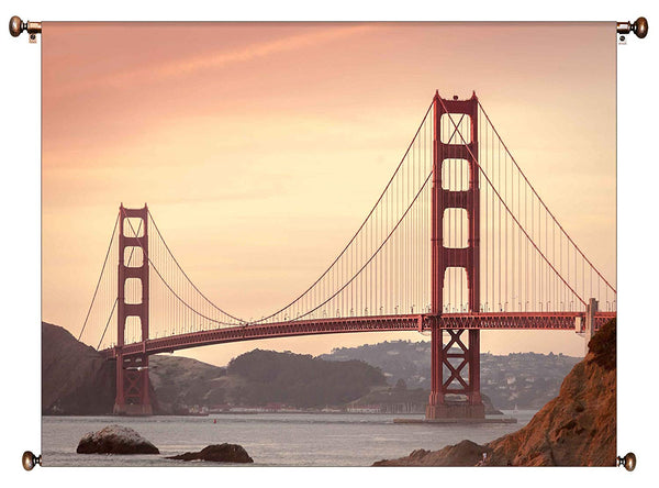 Golden Gate Bridge, San Francisco Picture on Canvas Hung on Copper Rod, Ready to Hang, Wall Art Décor