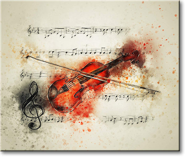 Vintage Violin Picture on Stretched Canvas, Wall Art Décor, Ready to Hang