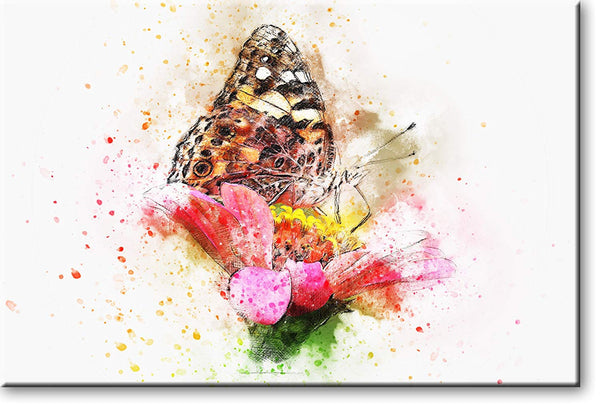 Beautiful Butterfly on Flower Picture on Stretched Canvas, Wall Art Décor, Ready to Hang
