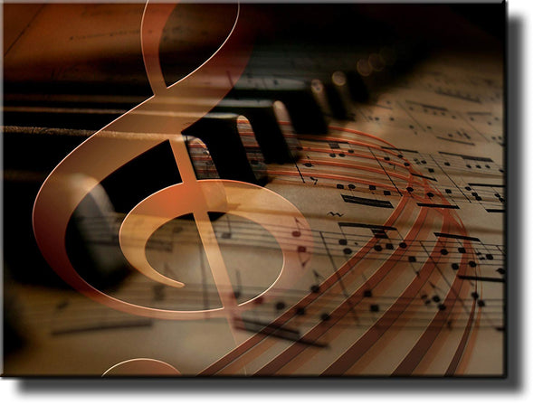 Music Notes Piano Picture on Stretched Canvas, Wall Art Decor Ready to Hang!.