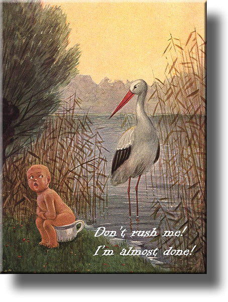 Boy on Chamber Pot Potty Seat By the Lake Bathroom Picture on Stretched Canvas Wall Art Decor Ready to Hang!.