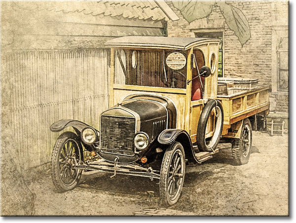 First Ford Truck, Model T Picture on Stretched Canvas, Wall Art Décor, Ready to Hang