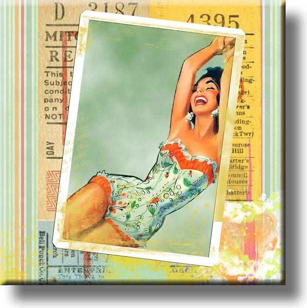 Retro Girl Picture on Stretched Canvas, Wall Art Décor, Ready to Hang!