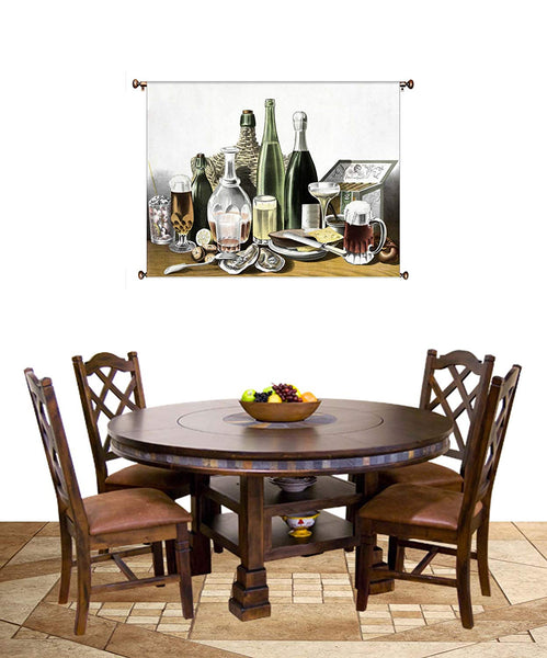 Dinner Table Kitchen Picture on Canvas Hung on Copper Rod, Ready to Hang, Wall Art Décor