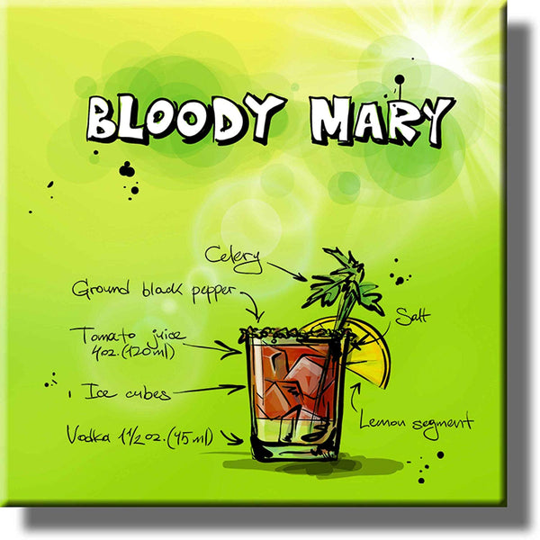 Bloody Mary Alcohol Drink Picture on Stretched Canvas, Wall Art Decor, Ready to Hang!