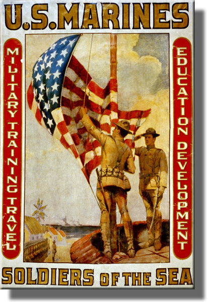 US Marines Soldiers of the Sea Picture Made on Stretched Canvas Wall Art Decor Ready to Hang!.