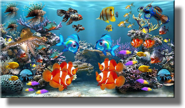 Fish Aquarium Picture on Stretched Canvas Wall Art Décor, Ready to Hang!