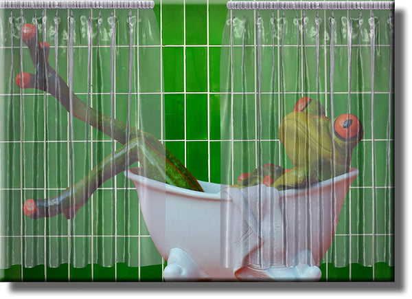 Frog in Bathtub Bathroom Picture on Stretched Canvas, Wall Art Décor, Ready to Hang