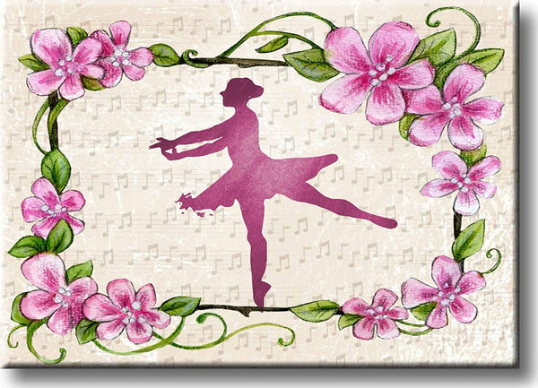 Ballet Ballerina and Flowers Picture on Stretched Canvas, Wall Art Décor, Ready to Hang