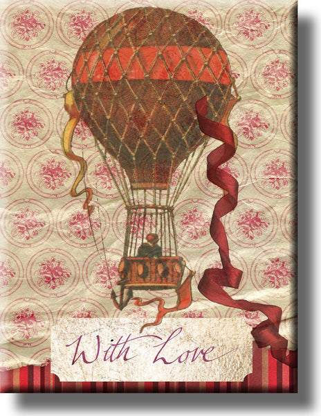 Vintage With Love Postcard Picture on Stretched Canvas, Wall Art Décor, Ready to Hang