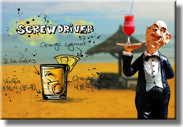 Screwdriver Cocktail Recipe Picture on Stretched Canvas, Wall Art Decor, Ready to Hang!