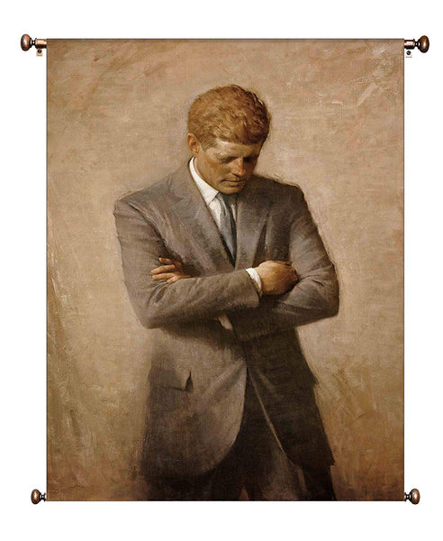 John F Kennedy JFK Portrait on Canvas Framed with Hanger Included, Ready to Hang, Wall Art Décor