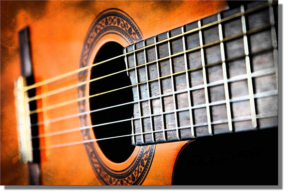 Guitar Closeup Picture on Stretched Canvas, Wall Art Decor Ready to Hang!.