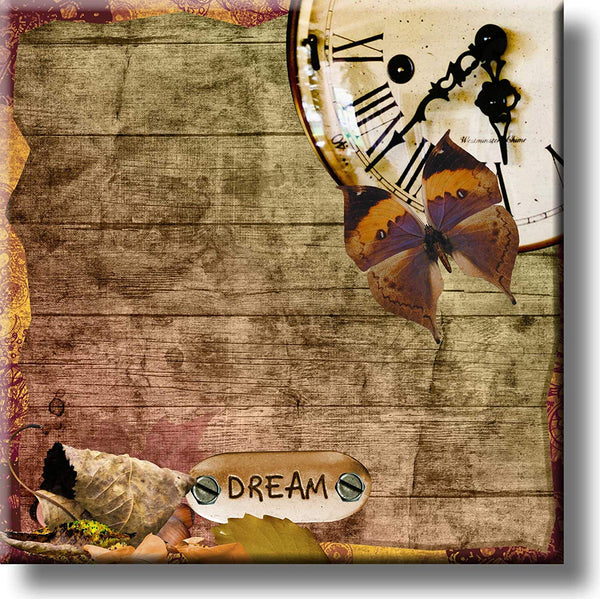 Dream Vintage Clock Picture on Stretched Canvas, Wall Art Décor, Ready to Hang