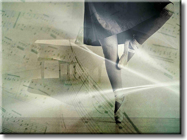 Ballerina Music Notes Picture on Stretched Canvas, Wall Art Décor, Ready to Hang