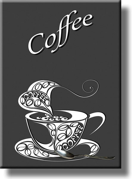 Cup of Coffee and Spoon Picture on Stretched Canvas, Wall Art Décor, Ready to Hang