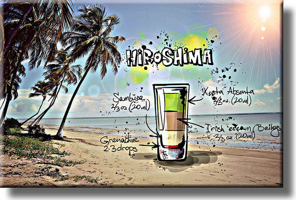 Hiroshima Cocktail Recipe Drink Picture on Stretched Canvas, Wall Art Decor, Ready to Hang!