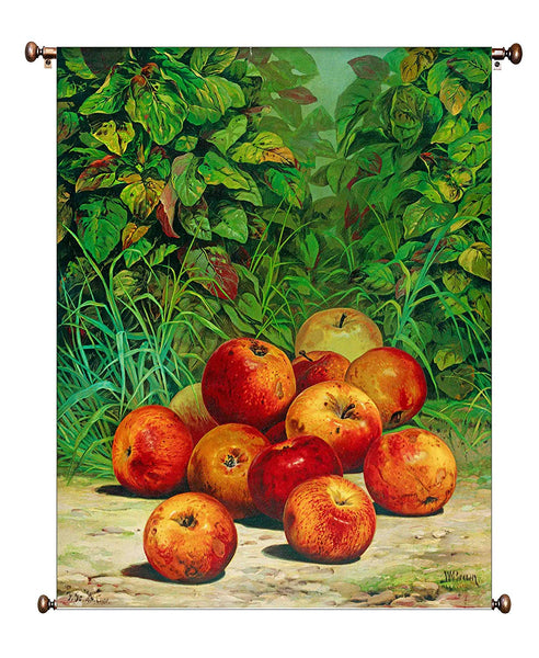 Apples Painting Picture on Canvas Hung on Copper Rod, Ready to Hang, Wall Art Décor