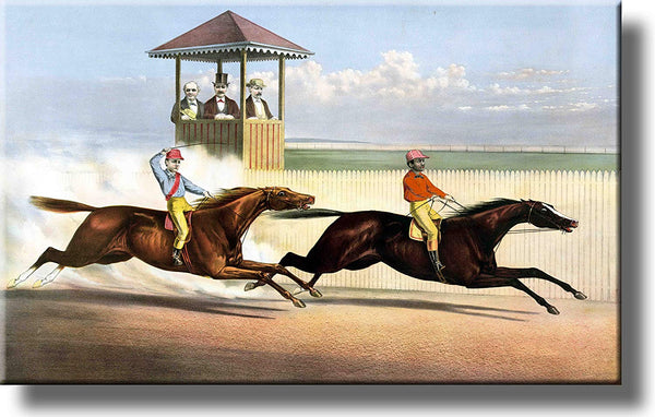 Vintage Horse Race Derby Picture Made on Stretched Canvas Wall Art Decor Ready to Hang!.