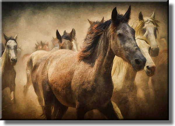 Beautiful Picture of Running Horses on Stretched Canvas, Wall Art Décor, Ready to Hang