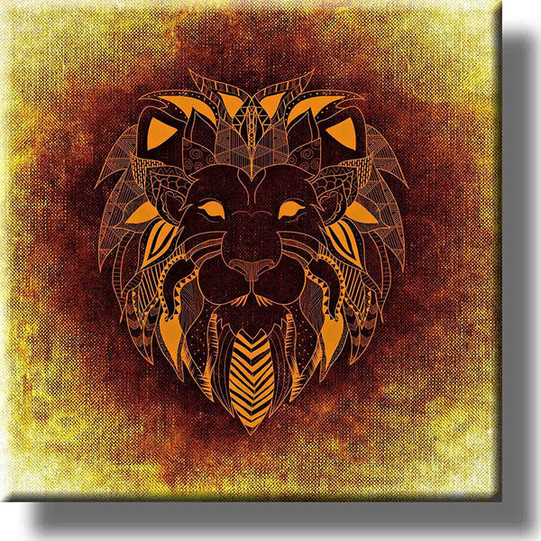 King of the Jungle African Lion Picture on Stretched Canvas, Wall Art Decor, Ready to Hang!