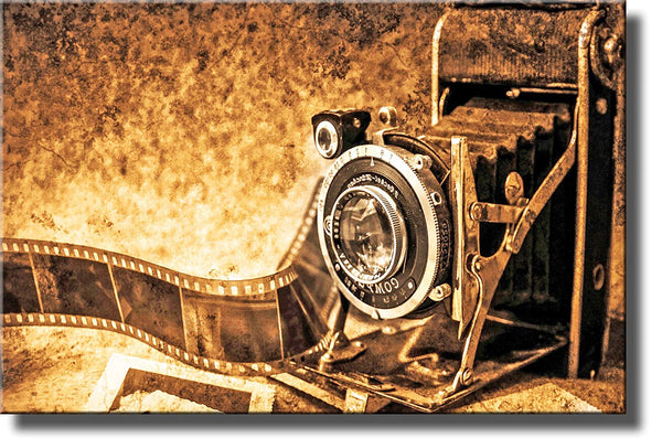 Old Photo Camera Picture on Stretched Canvas Wall Art Decor Ready to Hang!.